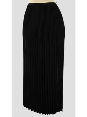 EILEEN FISHER Black Pleated Wool Silk Blend Maxi Skirt XL NWT